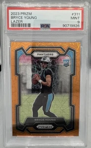 Panini Prizm Bryce Young RC Lazer Rookie #311 Panthers PSA 9 2023 - Imagen 1 de 2