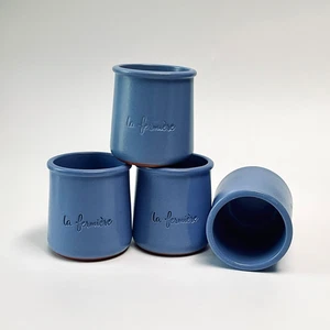 La Fermiere Terra Cotta French Yogurt Pots Periwinkle Blue Set of 4 w/Gift Boxes - Picture 1 of 6
