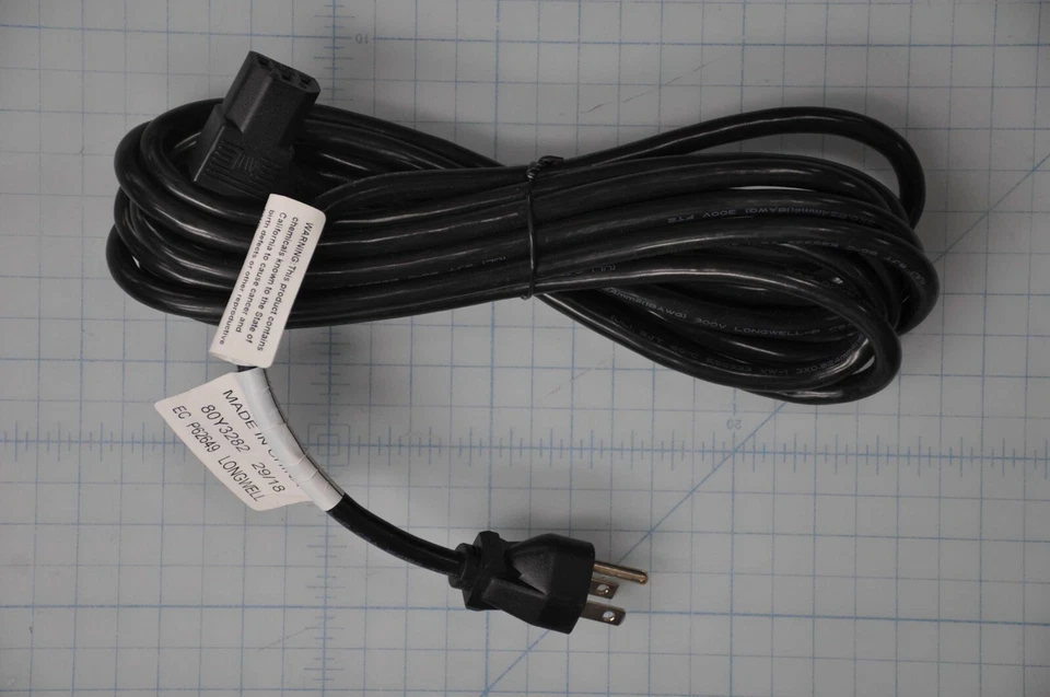 13' Feet Right Angle Computer Power Cable Cord New Longwell 80Y3282 - Image 1 of 1