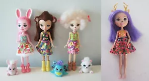 Mattel 6 inch Enchantanimals 4 Dolls and 3 Pets - Picture 1 of 7