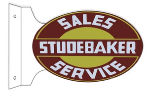 STUDEBAKER SALES SERVICE 18" HEAVY DUTY USA MADE METAL DOUBLE SIDED AUTO AD SIGN - Picture 1 of 1
