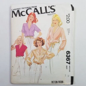 McCalls 6367 ungeschnittenes Vintage-Blusenmuster Größe 24 Büste 46 Schal Kragen Passe sammelt - Bild 1 von 7