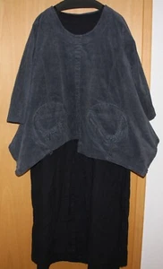 Frequence Leinen-kleid Schwarz Gr. XXXL 2-lagig sehr lang m. Taschen Lagenlook - Bild 1 von 10