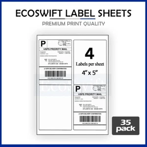(140) 4 x 5 EcoSwift Laser/Ink Address Shipping Adhesive Labels 4 per sheet - Picture 1 of 5