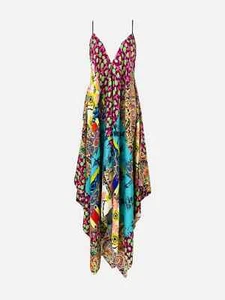 ETRO Open Back Blue Multicolor Printed Silk Size US4 Long Dress - Picture 1 of 3
