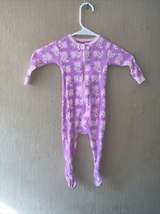 Girls Baby Gap Purple One Piece Elephants Sleeper  Romper Outfit 6-12 Months