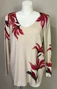 Chicos Womens Pullover Sweater Lt Neutral Heather Pink Tropical Size 4 XXL NWT - Picture 1 of 8