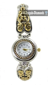Ladies Petite Boho Gold Silver tone Clubbing Watch Bracelet up to 6.5" Wrist - Picture 1 of 4