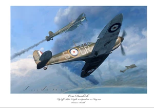 BATTLE OF BRITAIN ACE ALLAN WRIGHT SPITFIRE MK1 LIMITED EDITION SIGNED PRINT - Picture 1 of 4