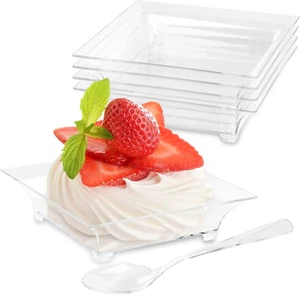 100 Pack 1 Oz Small Dessert Plates for Appetizers - Mini Plastic Plates with Spo - Picture 1 of 7