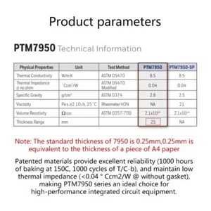 For Honeywell PTM7950 Phase Change Pad 8.5W/mk For Laptop Thermal Silicone P _&c - Afbeelding 1 van 17