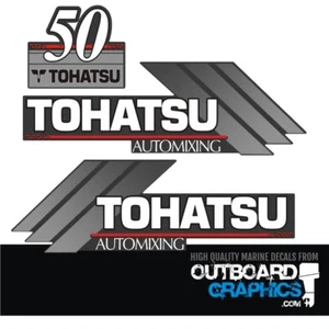 Kit de calcomanías/pegatinas de motor fueraborda de mezcla automática Tohatsu 50 hp - Imagen 1 de 1