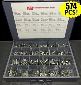 18-8 Stainless Steel Hex Cap Screw Bolt Nut Washer 304 Assortment Kit - 574 PCS! - Picture 1 of 2