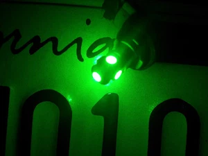 4 x Green LED T10 921 194 168 T8 SMD Wedge License Plate Light Bulbs Car Truck - Picture 1 of 6