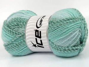 2-Skein Lot Mosaic Yarn Acrylic Medium 2x200g/300m Green Shades Lt Grey - Picture 1 of 4