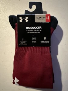 Under Armour Over the Calf UA Soccer Socks RED Youth 13.5-4.5 NWT - Picture 1 of 2