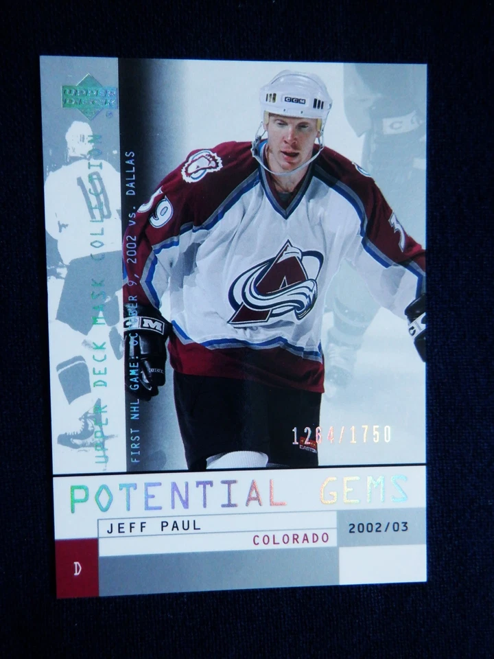 Jeff Paul UD Mask Collection RC 139 - 0921 / 1750, 2002 -03 NHL, Avalanche - Image 1 of 2