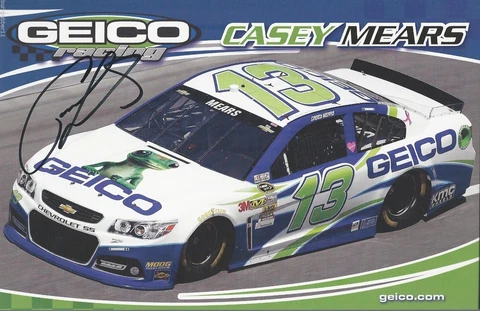 SIGNED 2014 CASEY MEARS "GEICO CHEVY" 2ND VER#13 NASCAR SPRINT CUP POSTCARD Cover