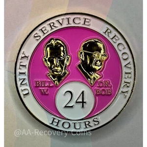 24 Horas Alcohólicos Anónimos Medallón Rosa Oro Blanco AA Sobria Chip Moneda - Imagen 1 de 6