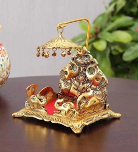 Krishna Laddu Bal Gopal Metal Sihasan Religious Showpiece Figurines Sculpture - Picture 1 of 5