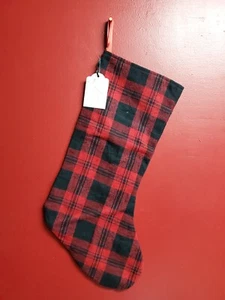 Christmas Stocking Handmade Fully Lined 20" Plaid Checkered Upcycled Fabric - Picture 1 of 6