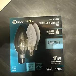 EcoSmart LED Candelabra E12 Candelabra B11 40W Daylight 5000k 3 Pack - Picture 1 of 4