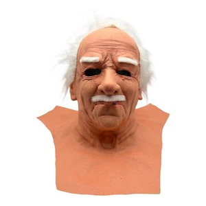 Alter Mann/Geezer mit weißen Haaren & Schnurrbart Latex Vollhals Halloween Maske Erwachsene - Bild 1 von 14