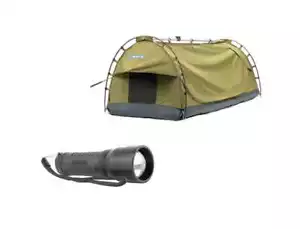 Kings Deluxe Single Swag with 50mm Single Mattress 400gsm canvas+ Mini LED Torch - Picture 1 of 12