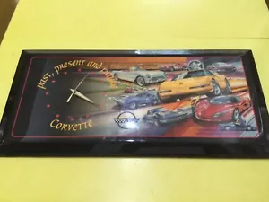 Vintage Past Present Future General Motors Corvette Black Man Cave Wall Clock - Picture 1 of 2