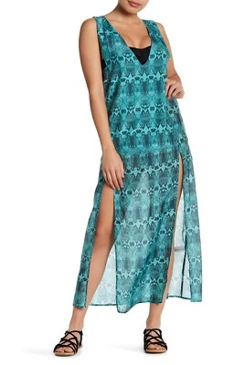 Roupa de banho ViX Siena mistura de seda estampa de cobra caftan cover-up (tamanho G)  - Imagem 1 de 2