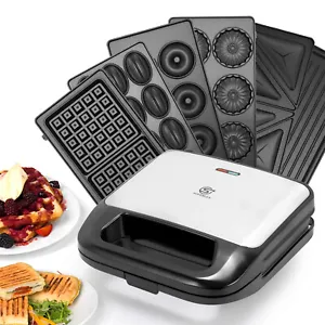 6-IN-1 Sandwich Toaster & Nut &Cake &Donut &Waffle Maker 750W Panini Press Grill - Picture 1 of 18