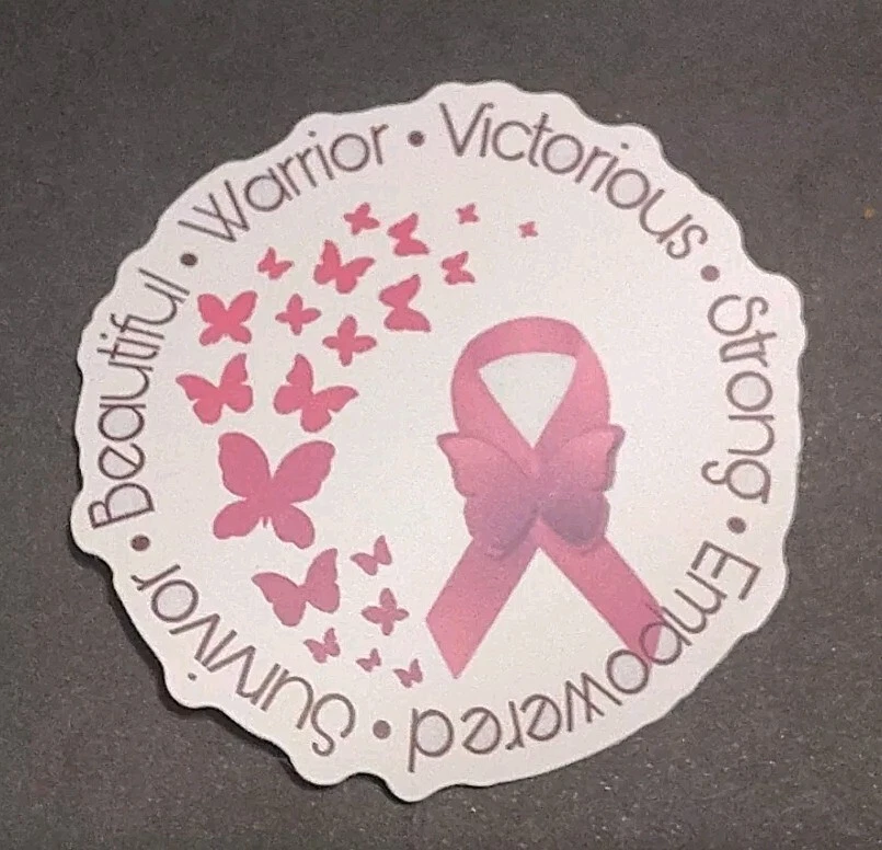 Breast Cancer Awareness Warrior Sticker - 5 Inch Vinyl Decal For Car, Laptop, Window Support Ribbon