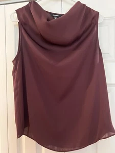 Express Wasserfallausschnitt ärmelloses Blusenshirt pflaume/tief lila Medium - Bild 1 von 6