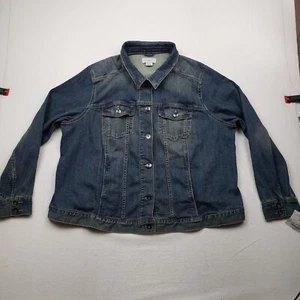 Liz Claiborne Woman 2XL Blue Denim Classic Jacket dark wash cotton blend nwt - Picture 1 of 11