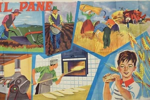 manifesto scolastico il pane scuola panificio pubblicità 1958 poster arredamento - Foto 1 di 11