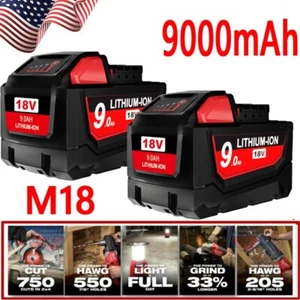 2Pack 9.0Ah Battery For Milwaukee for M18 18V Lithium High Output HD 48-11-1890 - Picture 1 of 8