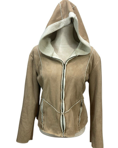 VETEMENTS Giacca Sashimi con cappuccio taglia XL ecopelle scamosciata sherpa donna tasche zip intera