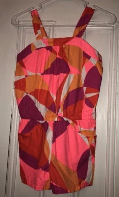 Gymboree Girls Romper Shortall White Pink Orange Sz 10 - Image 1 of 3