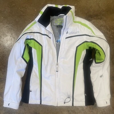 Chaqueta de esquí aislante Spyder Pinnacle talla damas mujeres talla 8 verde blanco Foto 1 de 4