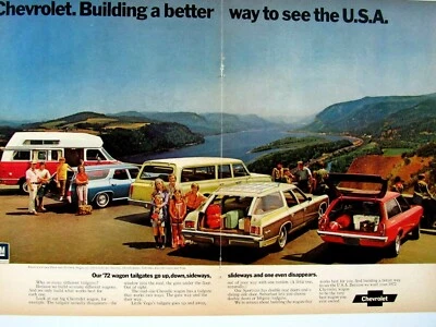 1972 Chevrolet Wagons Blazer Suburban-Malibu-Vega Original Print Ad 8,5 x 11"2pg - Image 1 of 4