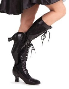 Botas de Disfraz Negras con Cordones Inglés Pico Ciegas Gángster Ada Polly - Imagen 1 de 3