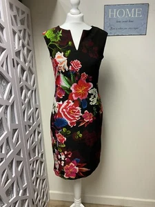 Roman Originals Dress Size 10 Bodycon Black Floral Pattern - Picture 1 of 8