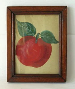Antique Still Life Painting of an Apples with green leaves Folk Art Americana - Picture 1 of 4