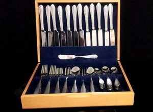 TOWLE DIAMOND ANTIQUE GLOSSY 18/10 STAINLESS STEEL FLATWARE SET SERVICE FOR 12 - Picture 1 of 19