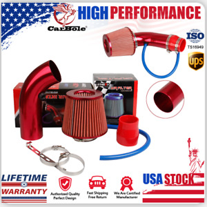 Red Cold Air Intake Filter Induction Kit Car Auto Pipe Power Flow Hose System