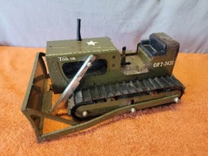U•Vintage Tonka GR 2-2431 Army Green Bulldozer Large 12" Piece Good Condition  - Picture 1 of 19