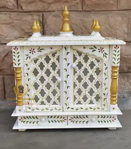 Mandap in legno tempio mandir fatto a mano mandir pooja ghar per culto decorazione casa - Foto 1 di 7