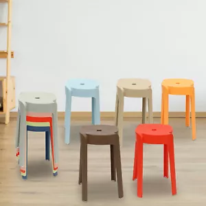 Plastic Stool Counter Kitchen Stools 18'' Set of 4 Backless Stackable Bar Stools - Picture 1 of 19