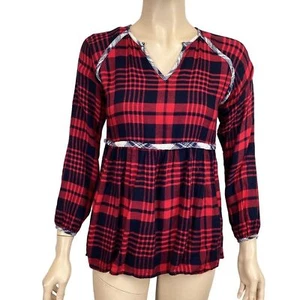 THML red & blue plaid long sleeve top size XS XSMALL soft!! - Picture 1 of 7