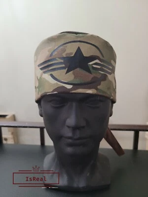 Mens surgical caps, scrub cap, scrub hat, surgical cap camo army aero wings.  - Image 1 of 4